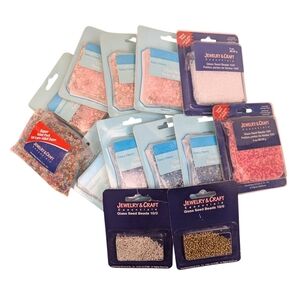 Beads for Crafting Sewing Jewelry Art Pink Blue Glass Metallic Iridescent NWT